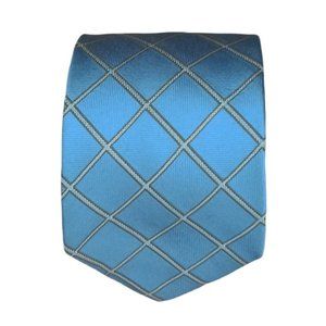 GIANFRANCO FERRE Blue Plaid Silk Tie ITALY 60"/ 3.7" EC